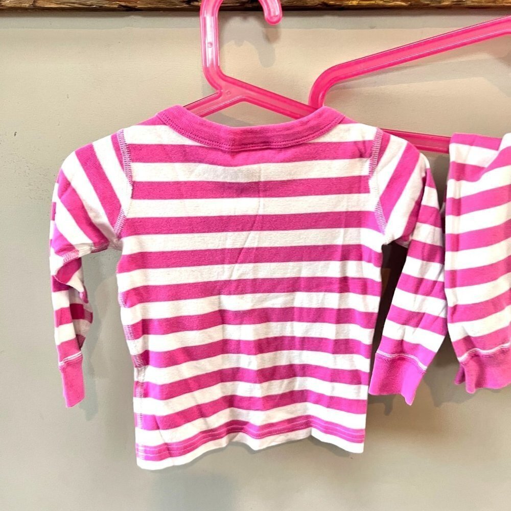 Hanna‎ Andersson Pink Striped Long John Pajama Set- Size 18-24m